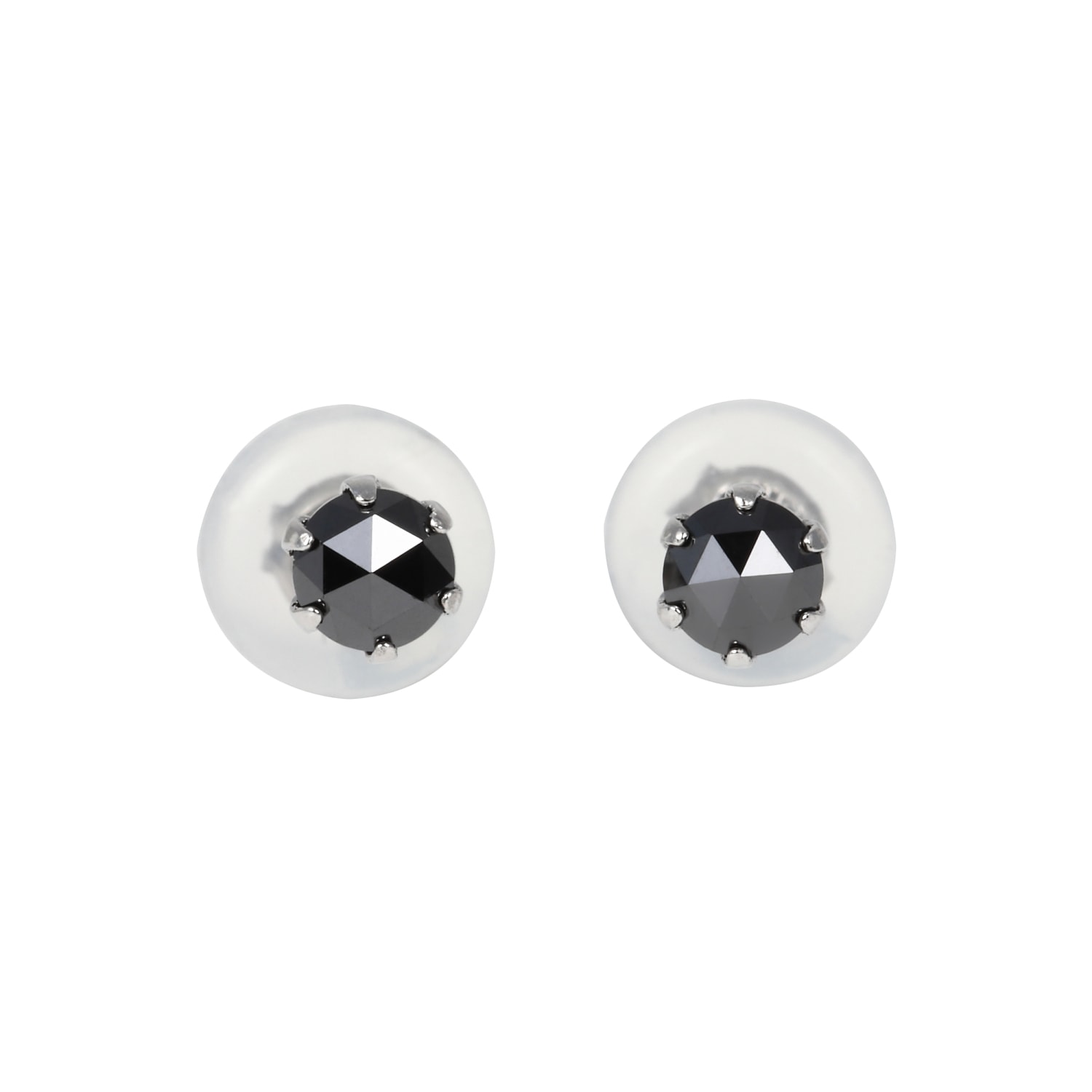 プラチナ Pt900 ピアス ブラックダイヤモンド 一粒 3mm 0.18ct ローズカット レディ