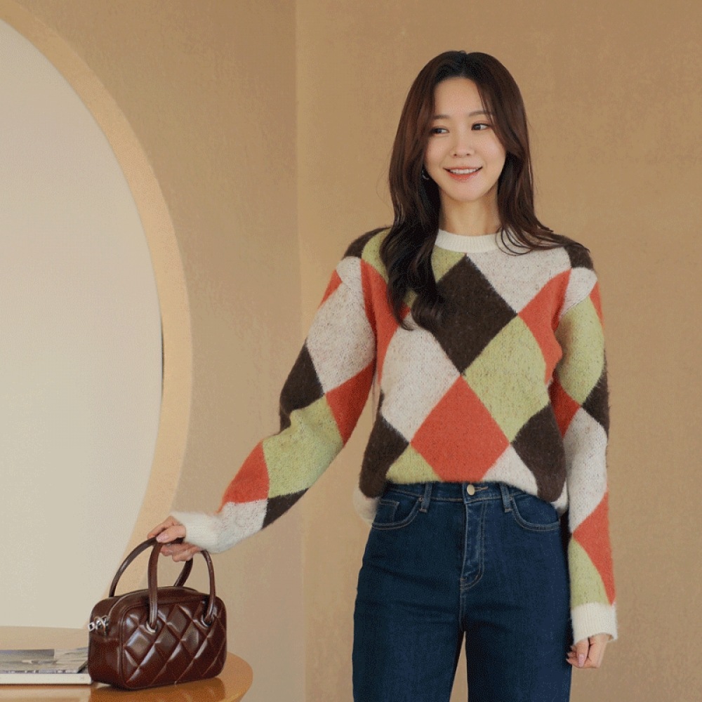 クリック＆ファニーブリュットティーアーガイルニット