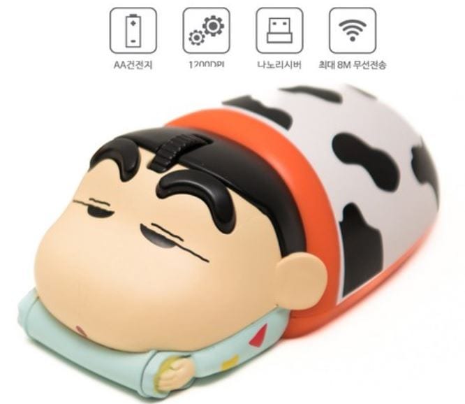 クレヨンしんちゃん パジャマ フィギュア ワイヤレスマウス+クレヨンしんちゃん マウスパッド プレゼント付き/ ノートパソコン マックブック iPad Galaxy Tab 無騒音