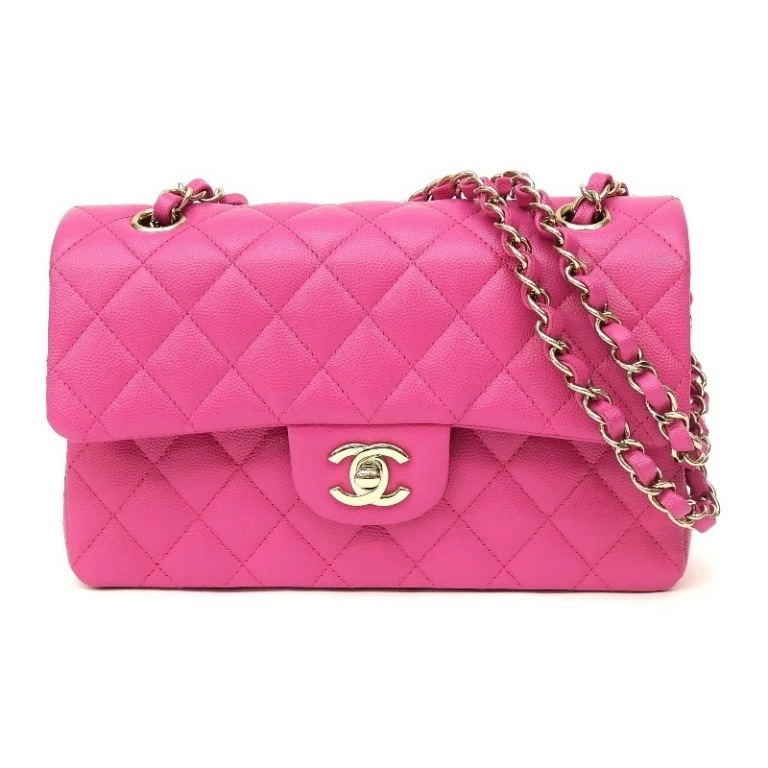 シャネル CHANEL チェーンショルダーバッグ マトラッセ23 Wフラップ ダブルフラップ ピンク キャビアスキン 【中古】(68150)