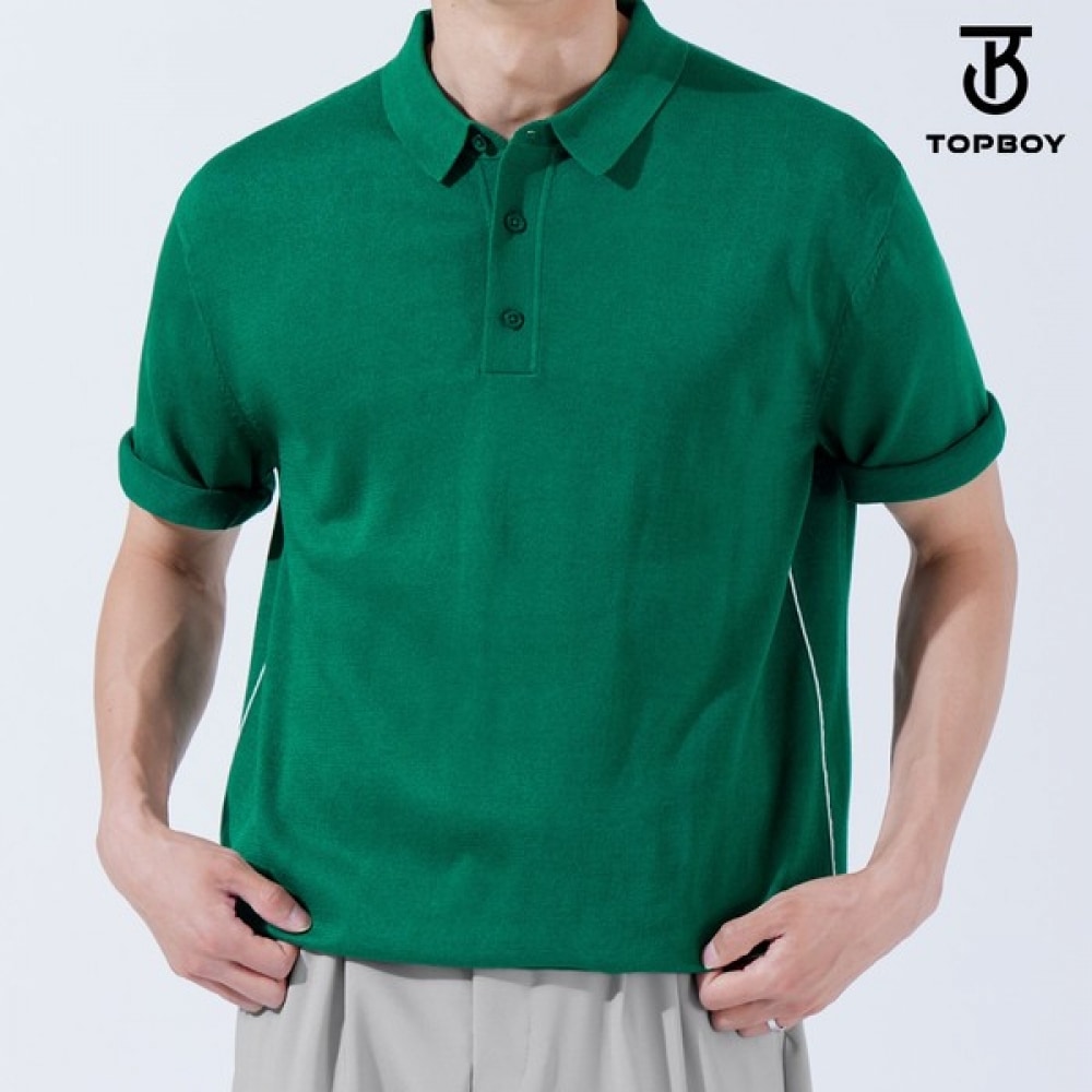 (TOPBOY) プレミアムウォッシャブルリネンカラー半袖ニット (TC032)