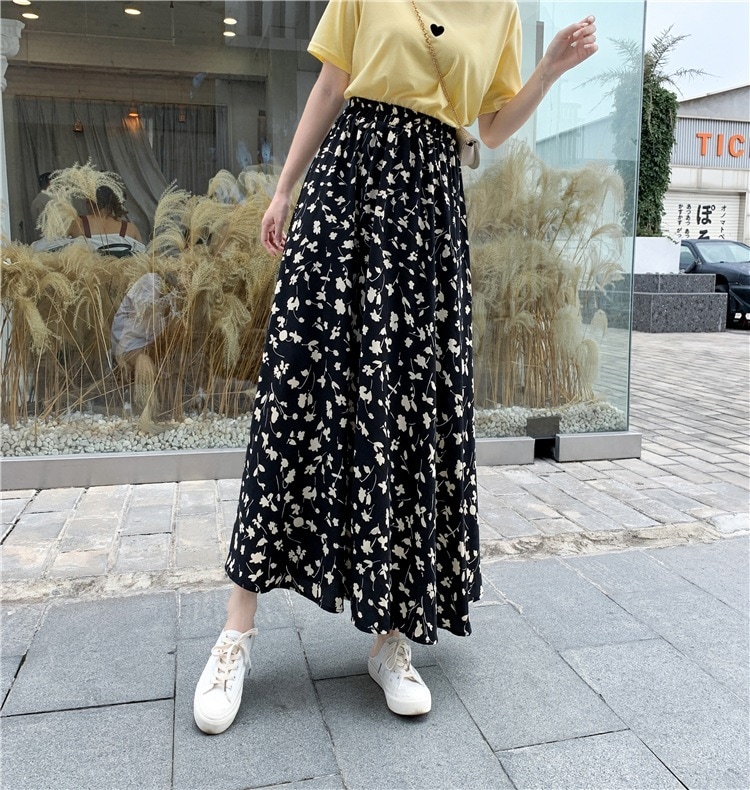 スカート レディース マキシ丈 フレア 花柄 ボタニカル リボン ハート Aライン かわいい ガーリー カジュアル シンプル　きれいめ 旅行 休日 着回し プチプラ 春 韓国 XL お揃い コーデ