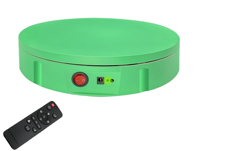 回転式ディスプレイスタンド充電式D30cmサポート100KGS電気360度スピニングジュエリーターンテーブルスタンドグリーンスクリーン写真撮影300G