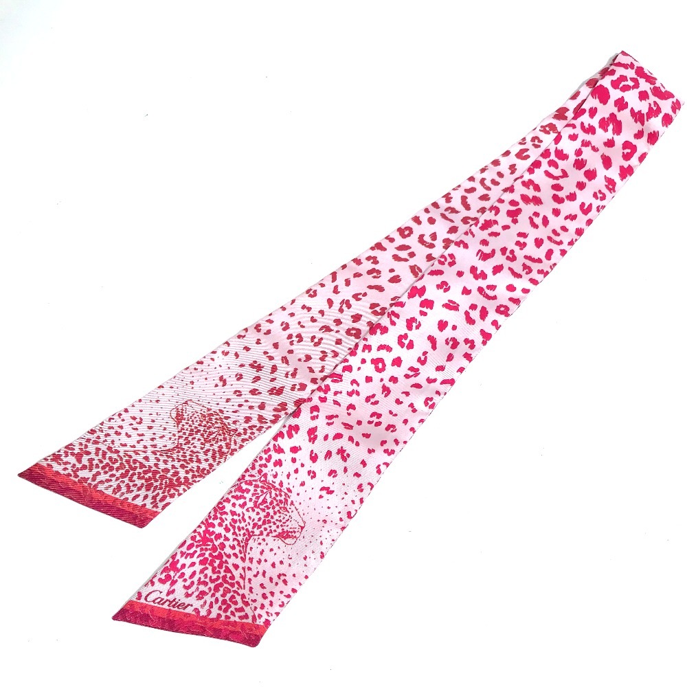 スカーフ パンテール 豹 ヒョウ バンドースカーフ シルク ピンク