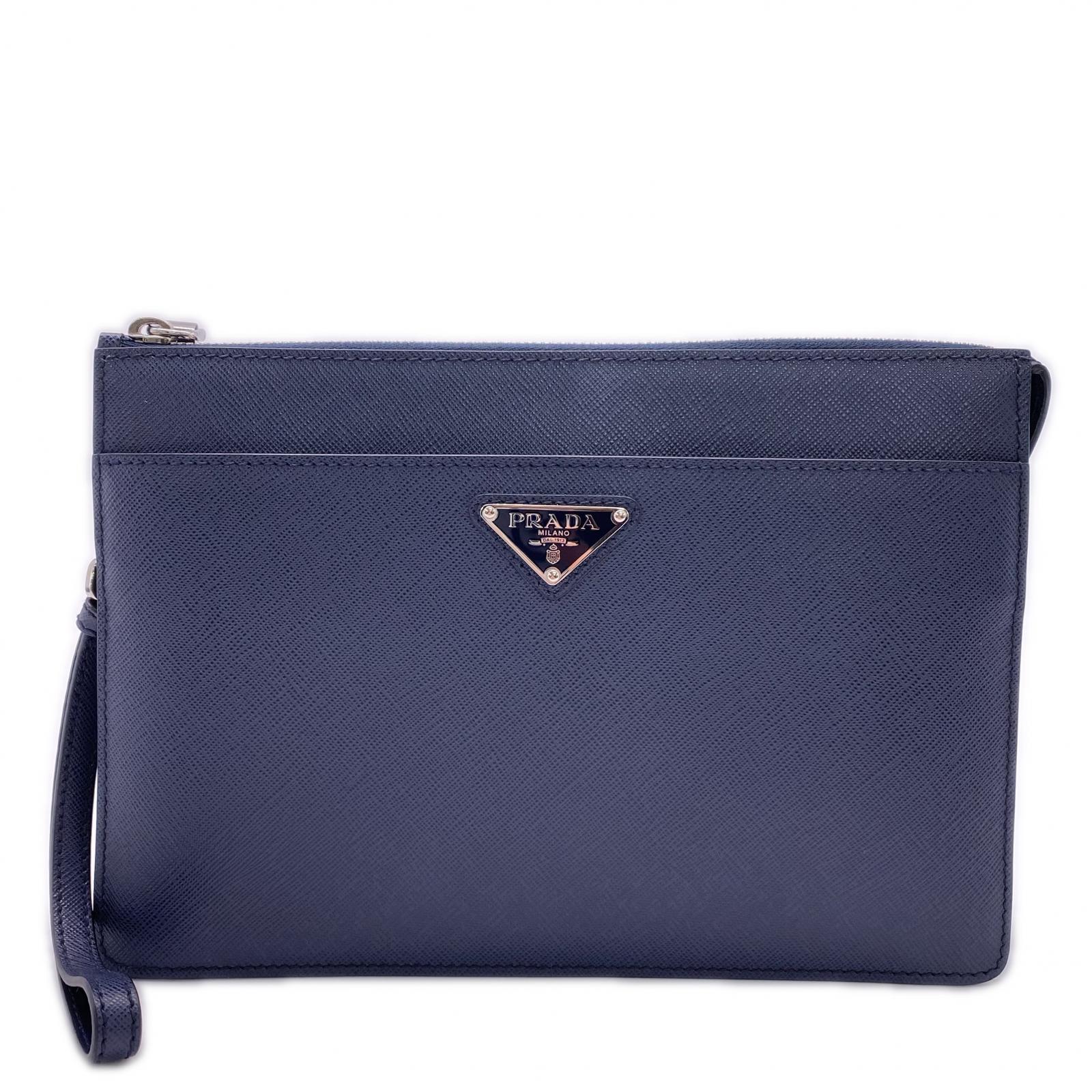 3日以内返品可 美品 ポーチ レザー サフィアーノレザー ポーチ 2VF032 ネイビー サフィアーノ メンズ
