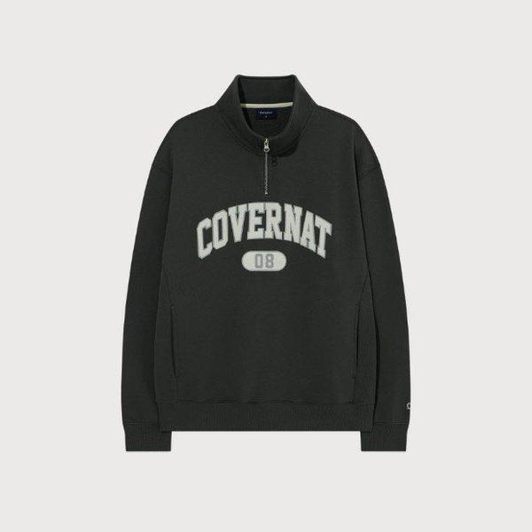 長袖Tシャツ JQS CO2503CR09-DG アーチロゴ ハーフジップ スウェットシャツ ダークグレー