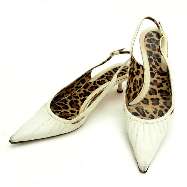 パンプス #35　1/2 レオパード ホワイト 中古