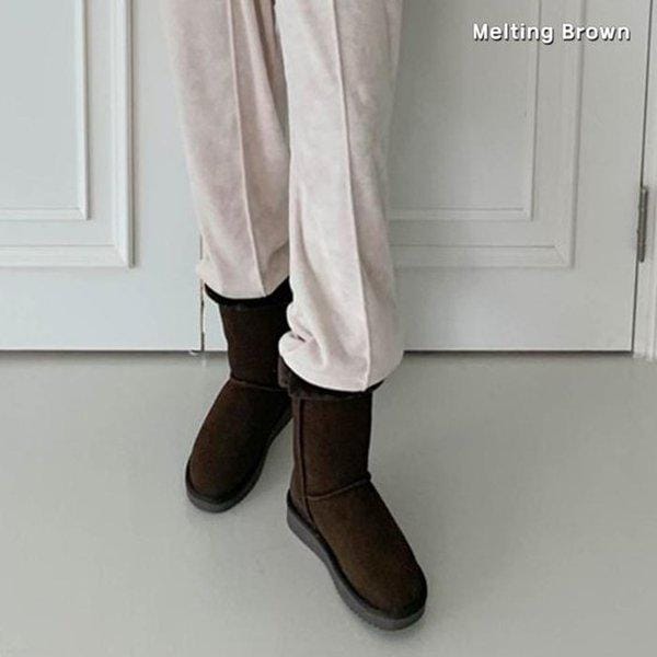 女性牛革スエードミドルブーツ K36