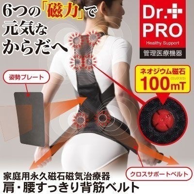 家庭用永久磁石磁気治療器 肩・腰すっきり背筋ベルト サポーター 血行促進 背筋姿勢 骨盤引締め 磁力