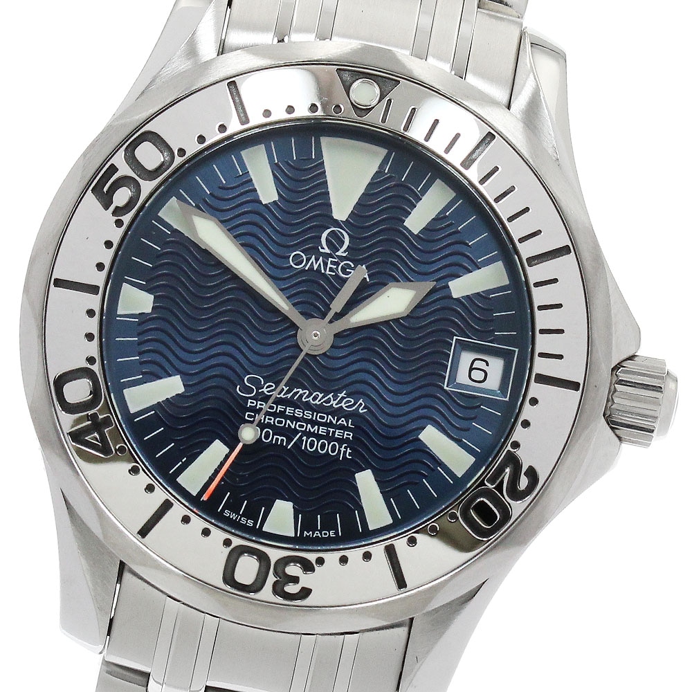 オメガ OMEGA 2554.80 シーマスター 300m ジャックマイヨール 1999 デイト 自動巻き ボーイズ 美品 保証書付き_917207【中古】