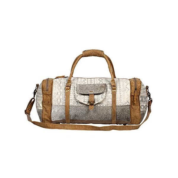 Myra Bag Statement Upcycled Canvas & Cowhide Leather Travel Bag S-1270 並行輸入品