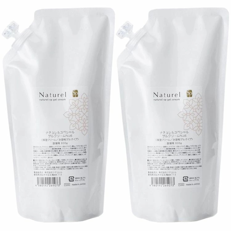 2個セット】　日本健康美 ナチュレルＳＰゲルクリーム プラス 詰替え 600g ナチュレル ツインセット敏感肌 低刺激 オールインワンジェル ボディクリーム ハンドクリーム 源泉水 源泉