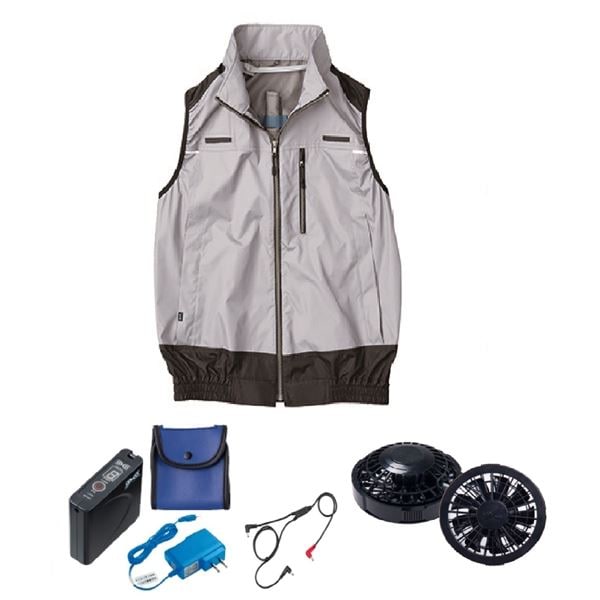 KU92120 空調服 ポリ 遮熱フルハーネス仕様ベスト FAN2200B/LISUPER1 銀4L