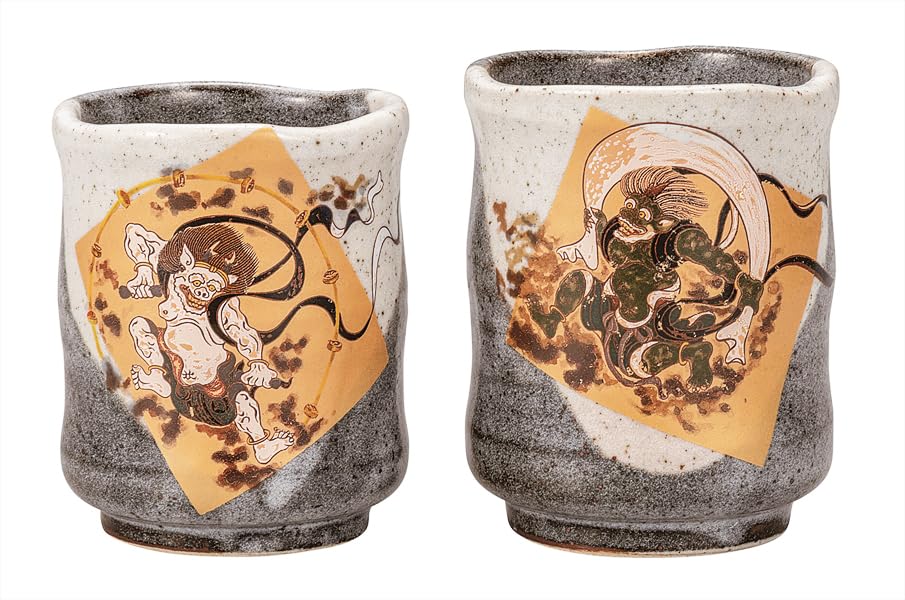 ナカマル『九谷焼』組湯呑風神雷神 K9-751