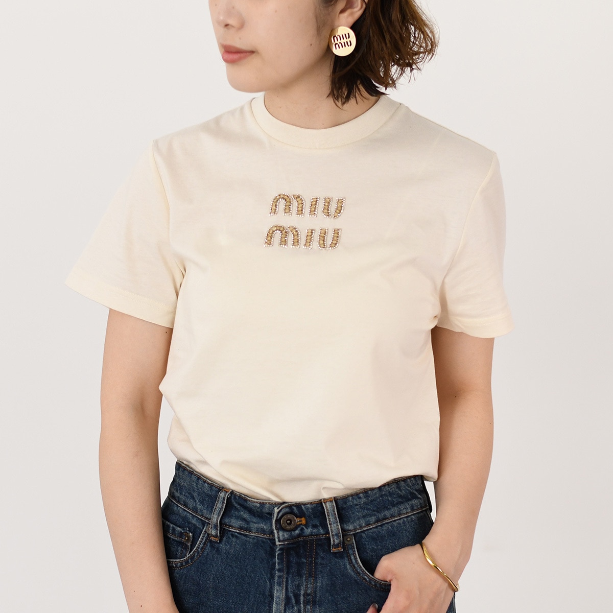 トップス ジャージー Tシャツ MJN499 1585 レディース コットン ストレートフィット クルーネック 半袖 春 夏 ロゴT 90,640円
