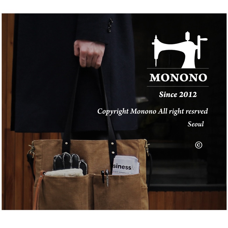 Brick Bag_Waxed Canvas チャコール/キャメル メンズ トートバック 3way