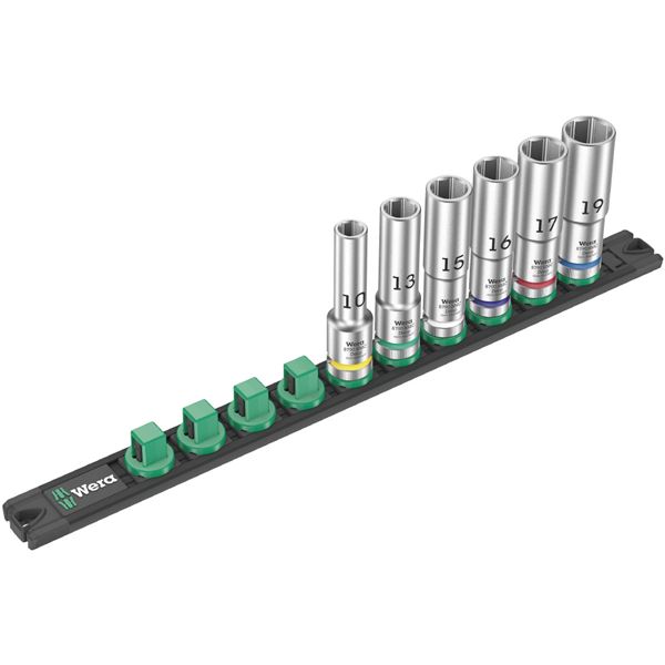 WERA ヴェラ 差込角 1/2SQ 収納レール付き 6本組 ディープソケット セット 10-19mm入り 005470 工具 ツール DIY ソケット