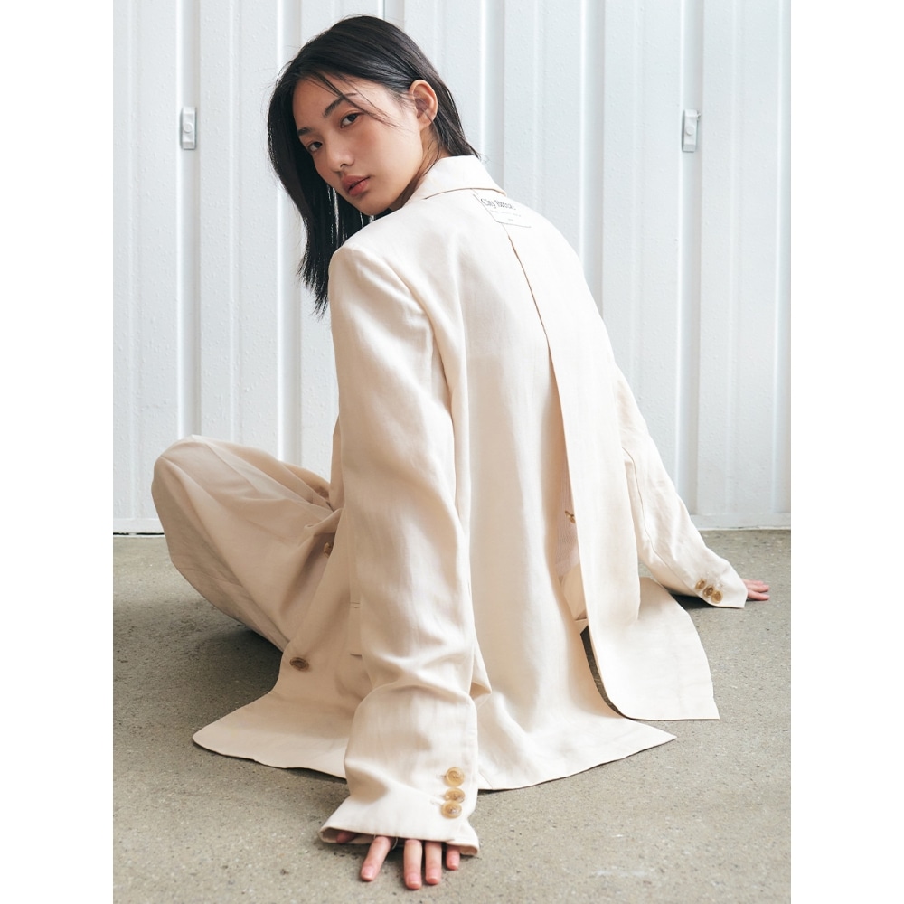 シティブリーズリネンインシジョンシングルジャケットベージュ