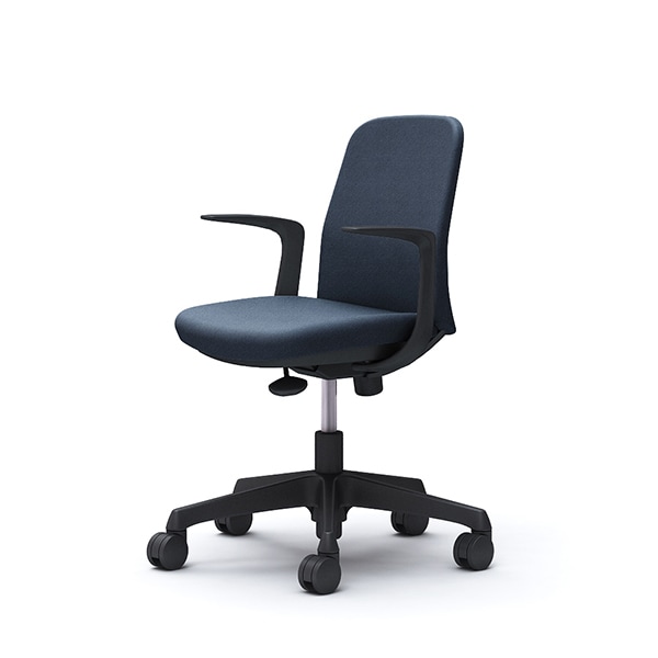 【納期約45日】オカムラ CD23CR FXW4 インディゴ Lives Entry Chair オフィスチェア デザインアーム 5本脚(コンパクトタイプ) ブラックボディ ウレタンキャスター