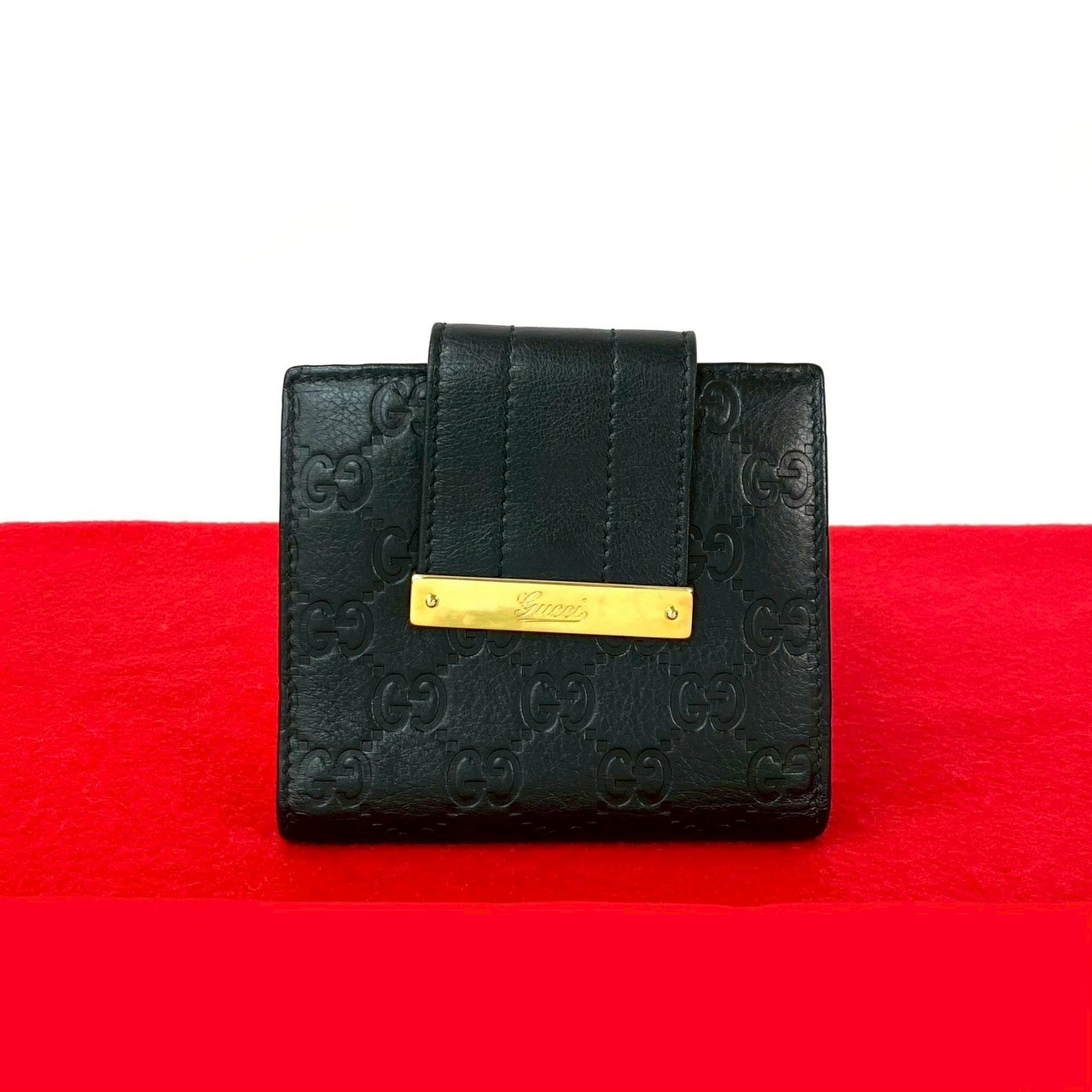 シマ GG ロゴ二つ折り財布 レザー ブラック 91740