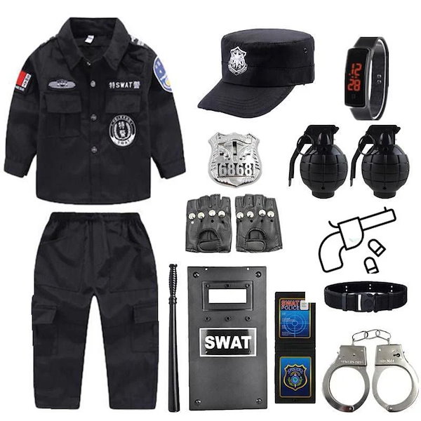 Qoo10] 子供用警察おもちゃ装備親子小道具小型軍服