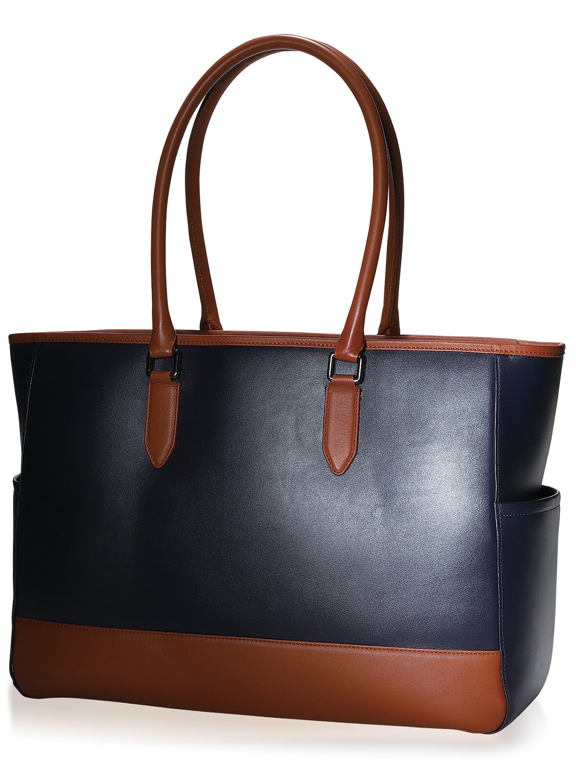 [BLUE SINCERE] トートバッグ メンズ 大容量 本革 自立 撥水 9ポケット付き A4 PC14インチ対応 バイカラー ビジネスバッグ シンプル ファスナー付き ビジネストート / RT8