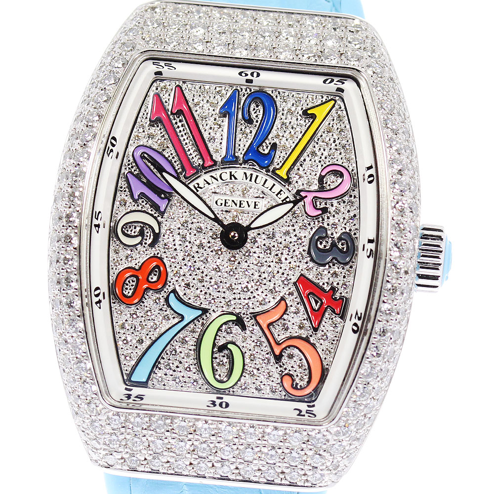 フランクミュラー FRANCK MULLER V29QZDCD ヴァンガード カラードリーム 全面ダイヤ クォーツ レディース 美品 _636931【中古】