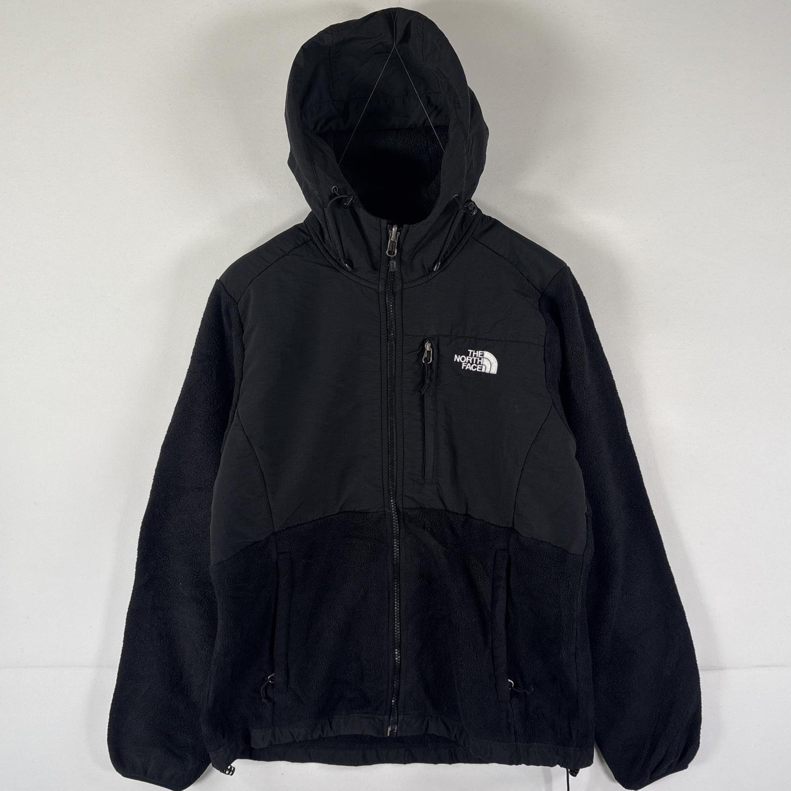 古着 フルジップフリースジャケット デナリ パーカー ワンポイントロゴ 刺繍 M ブラック レディース