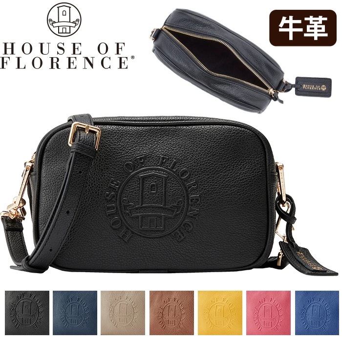 ショルダーバッグ HOUSE OF FLORENCE ハウスオブフローレンス スクエア 牛革 バッグ レディース ロゴ ブランド イタリアンレザー Primo 001023C1