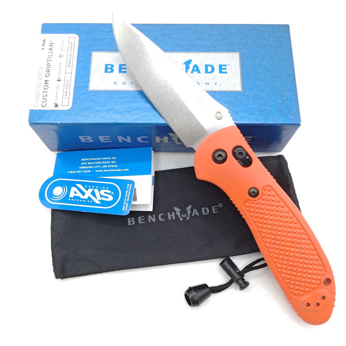 【中古】ベンチメイド カスタム グリップティリアン 折り畳みナイフ オレンジハンドル CU551-20CV BENCHMADE 限定モデル