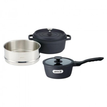 ジョイア ソースパン＆蒸し器セット XC-24BK-KSS 5505-031