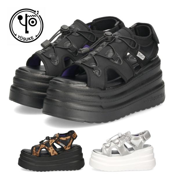 ヨースケ 厚底サンダル レディース ブラック 黒 スポーツサンダル ベルクロ スポサン YOSUKE 2710021
