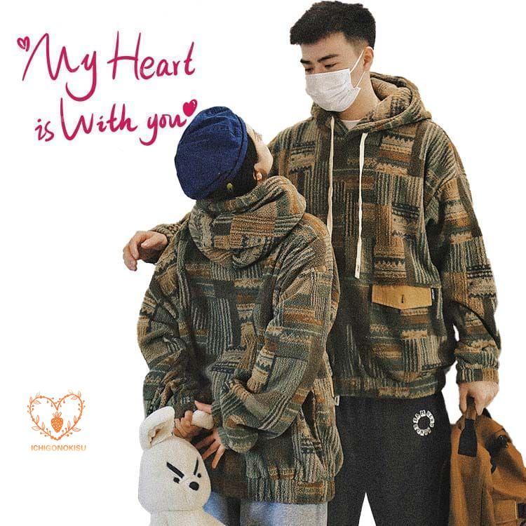 ペア カップル パーカー 棕櫚 秋 ルームウェア ペアルック パーカー アウター 裏起毛付き プルオーバー 厚手 秋冬春 ペアお揃い 派手 恋人 夫婦 レディース