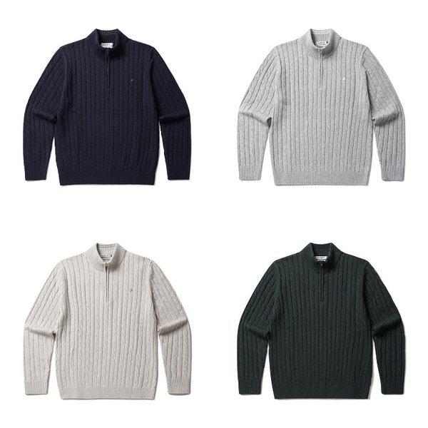 ケーブル ハーフジップ メリノウール セーター 4種1択 F12054EU
