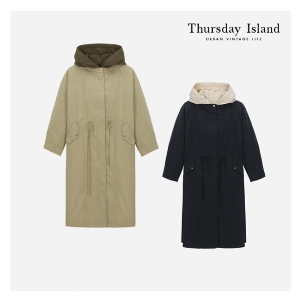 Thursday Island 配色 フード ロング フィールドジャケット ジャンパー(T226MJP532W)