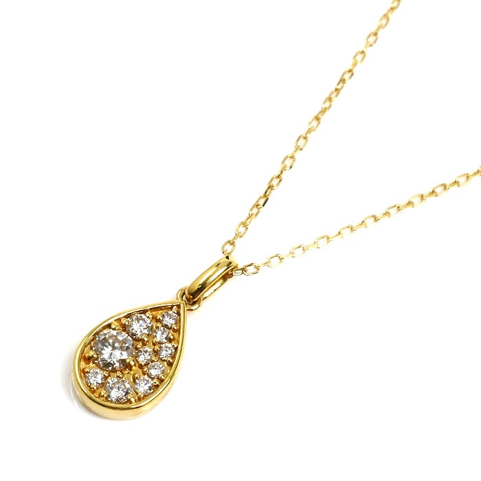 K18YG イエローゴールド ネックレス ダイヤモンド0.29ct 2.4g 51cm レディース 中古