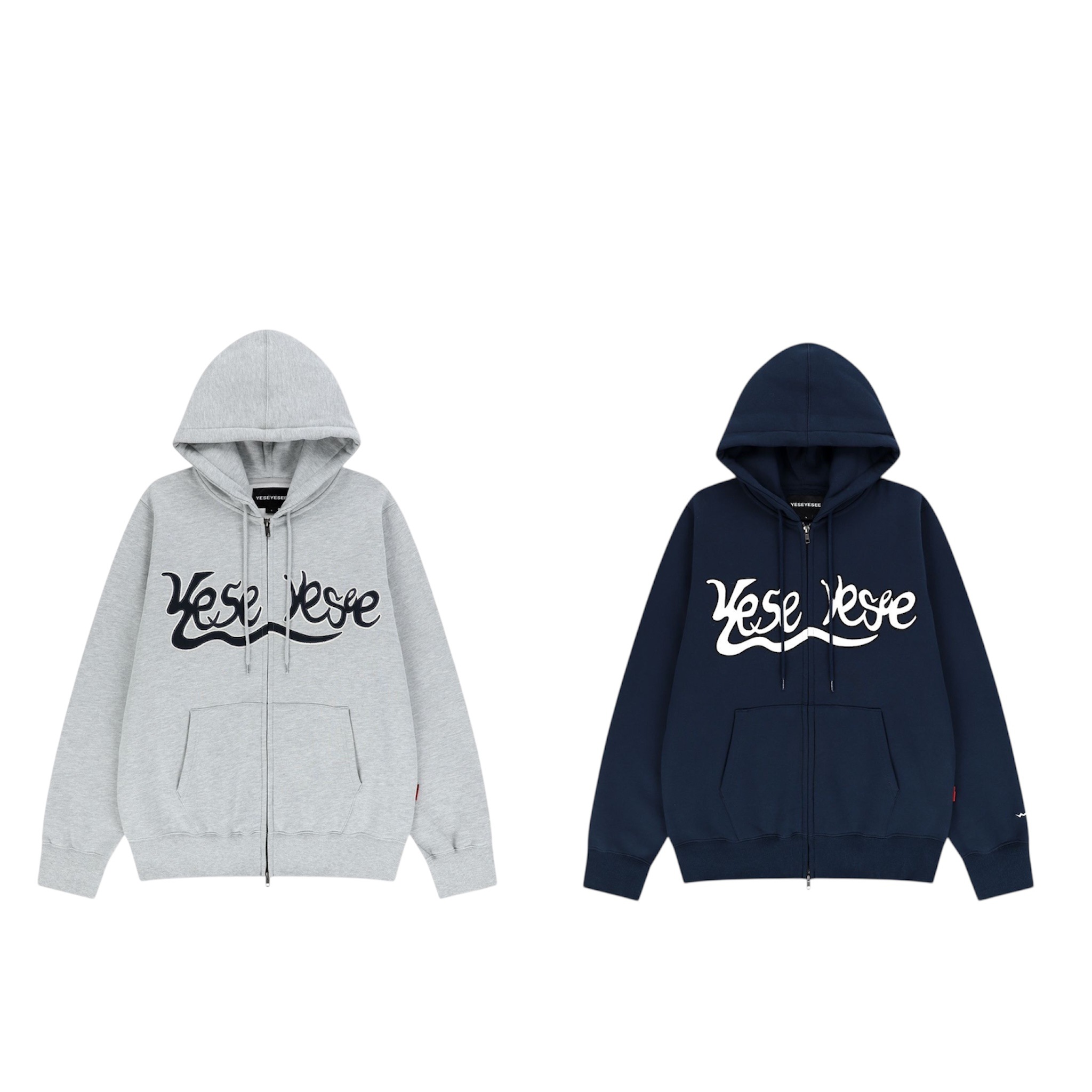 Y.E.S Snail Logo Zip-up Hoodie Grey Navy ジップアップ