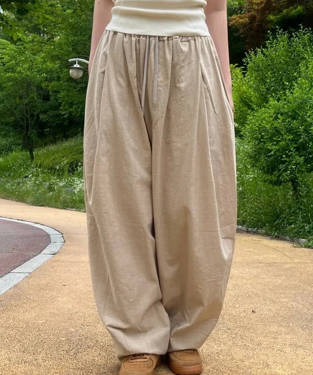 ジョイ リネン バンディング サマー バルーンフィット パンツ(3color)