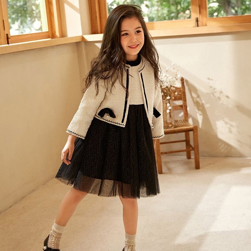 入学式 子供服 女 女の子 120 130 110 スーツ 卒園式 2023 令和4 長 新一生 アイボリー 黒 制服 長袖 受験 面接 フォーマル 発表会 結婚式 ツイード