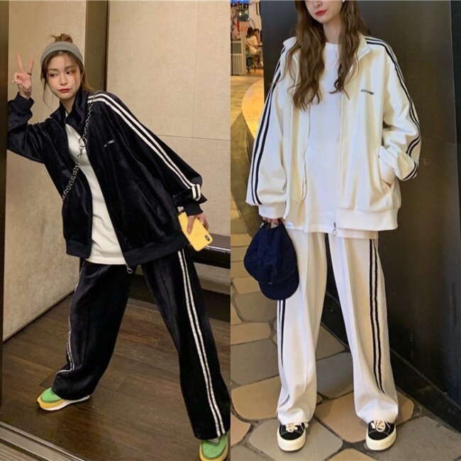 ベロア ジャージ ロゴ 上下 セットアップ レディース 韓国 ファッション 秋冬 スポーツ ベロア