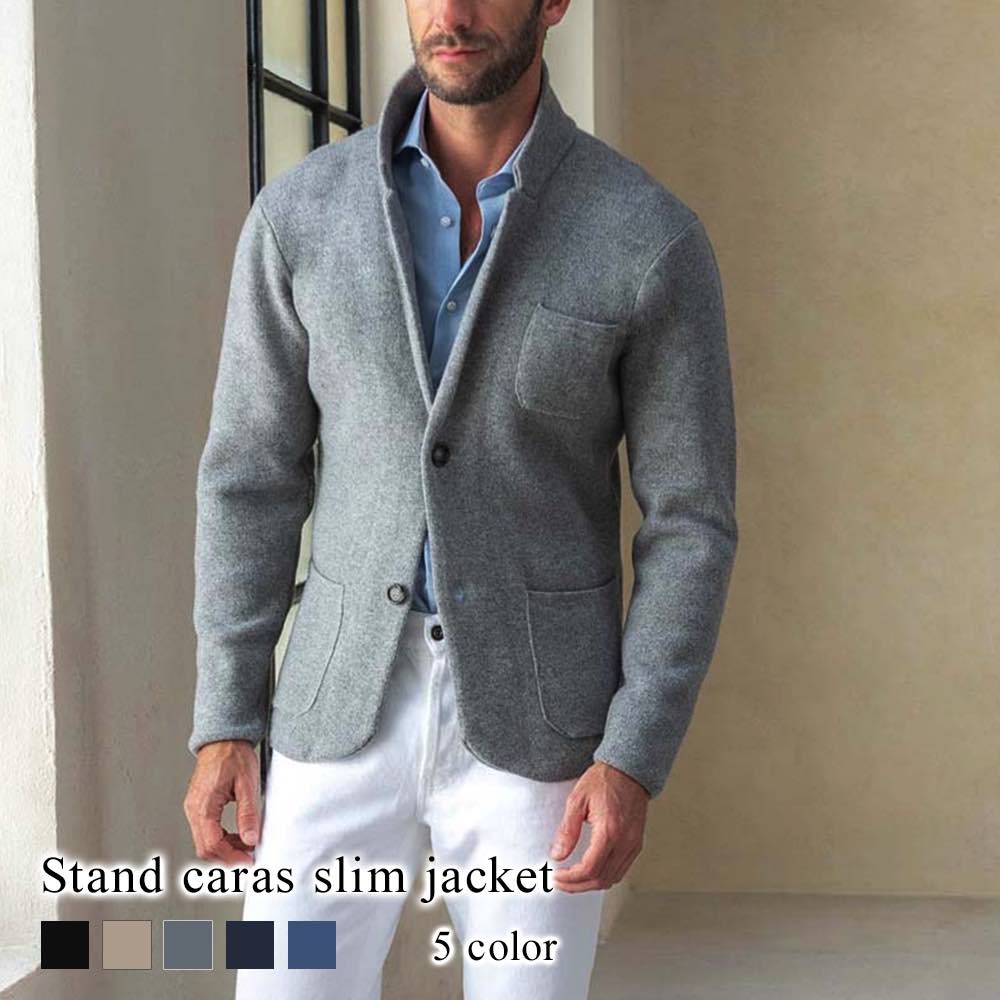 テーラードジャケット メンズ スタンドカラースリムジャケット ステンカラー 40代 チェック 厚手 アウター 冬 ブルゾン テーラード 秋 セール おしゃれ 30代 ブレザー 大きい ジャケット Tシ