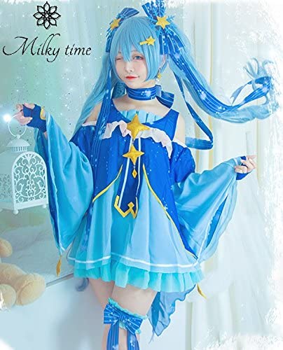 ウィッグ付き 雪ミク 風 コスプレ 衣装 アニメ ハロウィン