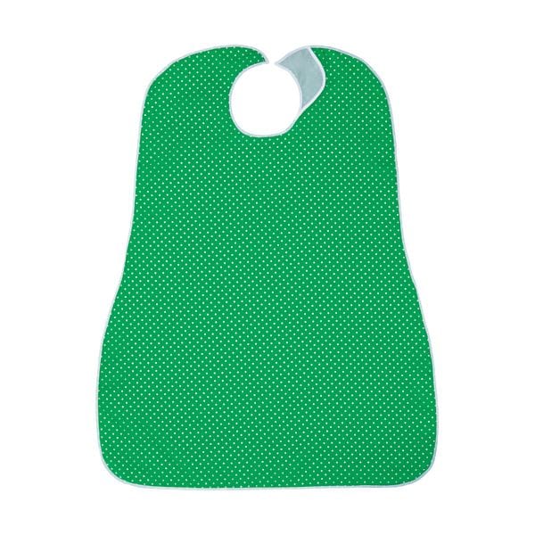 （まとめ） カネモ商事LOr食事用エプロン ホワイトドットオングリーン 1枚 [x5セット]