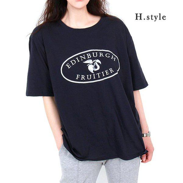 HスタイルNIエディンバラ柄Tシャツ/ビッグサイズ/ルーズフィット/ラウンド/Uネック/スクエア/ボックスフィット/春/ボートネック