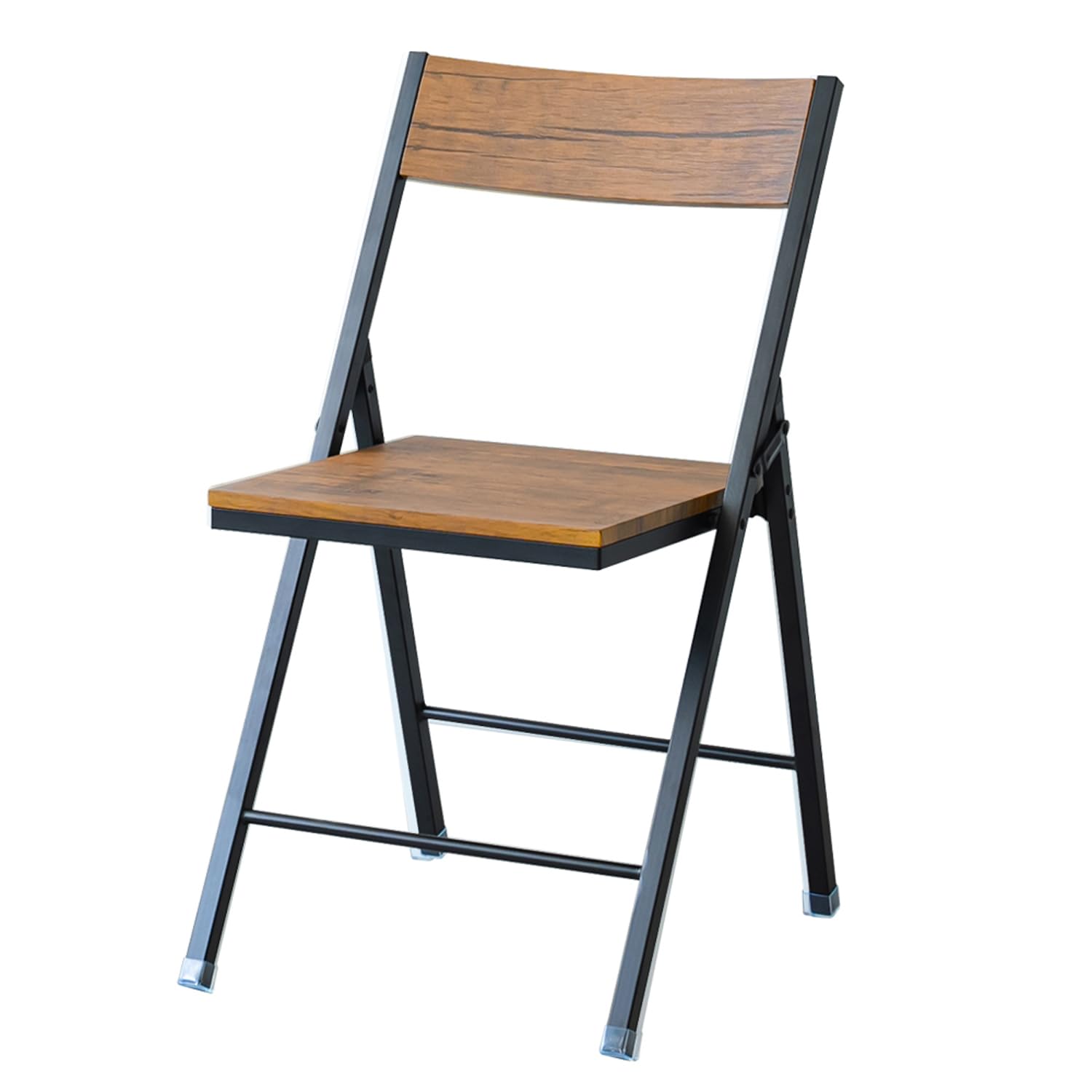 永井興産 折りたたみチェア パイプ椅子 幅43.5×奥行46.5×高さ78cm ブラウン 木目柄 背もたれ付き 完成品 ヴィンテージスクエアチェア NK-117