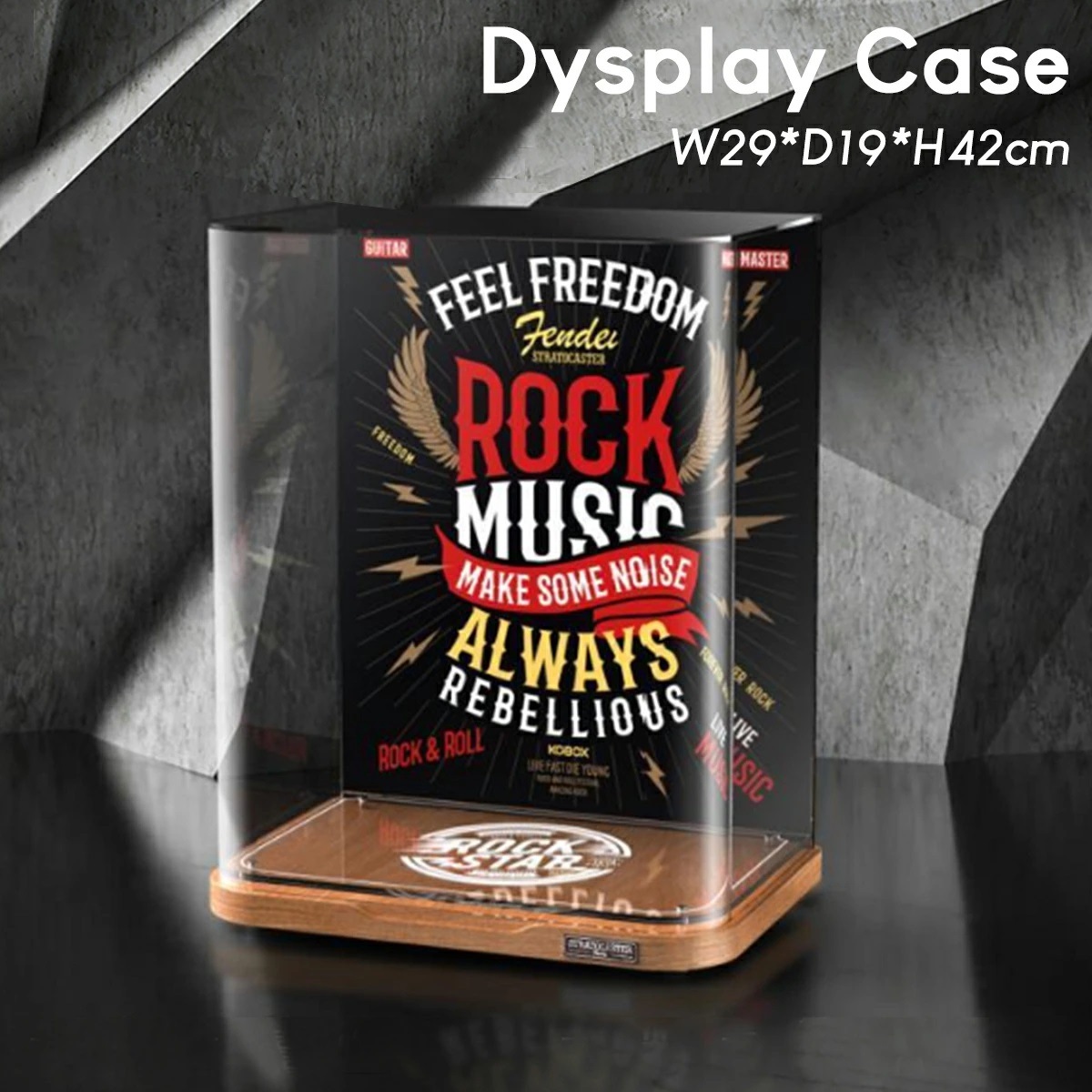 ロック 音楽 ミュージック アクリルケース ディスプレイ ケース 幅29cm 奥行19cm 高さ42cm ジュエリー コレクション コレクションケース 四角 スクエア プラモデル フィギュア ブロック