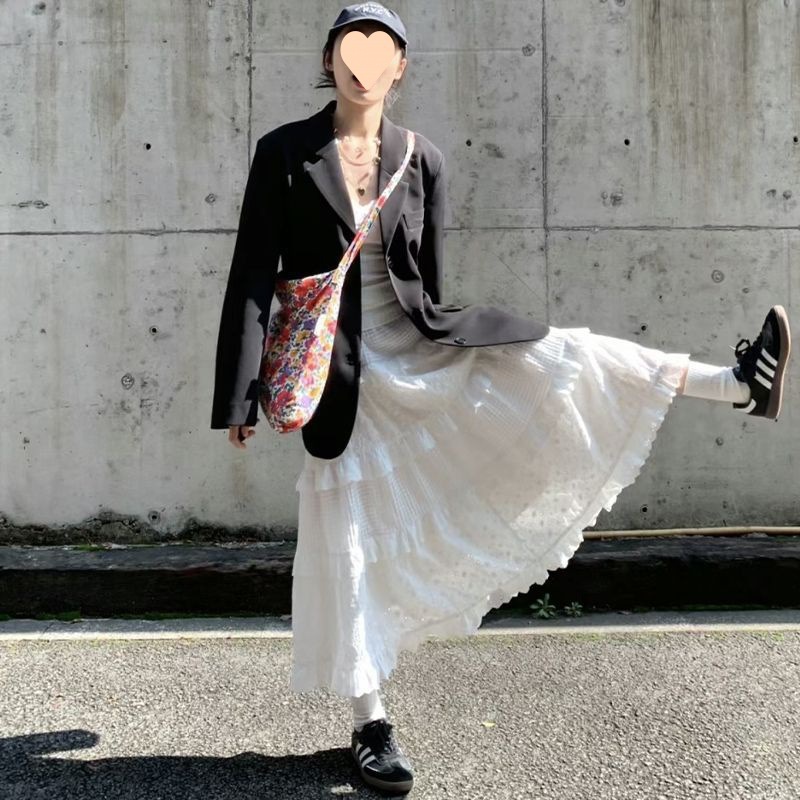 【1つ買うと10つ無料】2025年の春夏秋の女性用スカートのための白いケーキスカートハイウエストバレエスタイルのふくらんでいる長いスカート