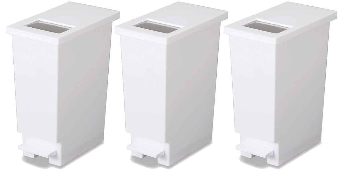 【.co.jp 限定】 新輝合成(Shinki Gosei) トンボ ユニード ゴミ箱 プッシュタイプ 軽いペダルでサッと開く キッチン 分別 20リットル ホワイト 3個セット 幅20×奥行35.5