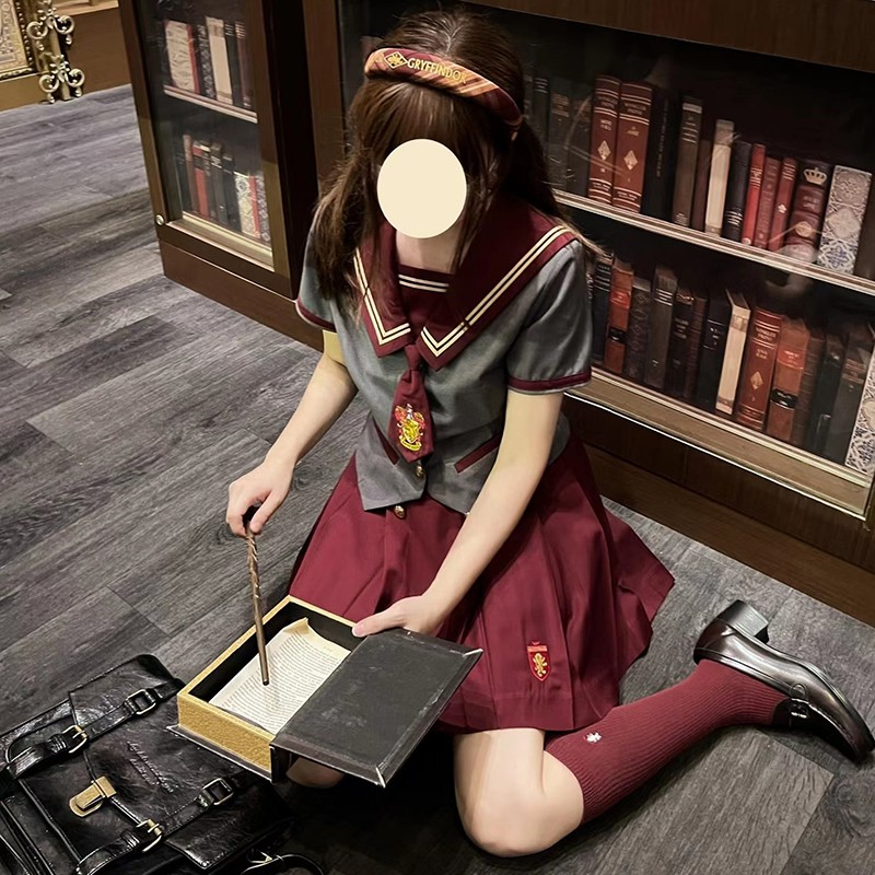 ハリーポッター風jk制服 夏 ウエスト2本スカートライン 半袖セーラー服 カレッジ