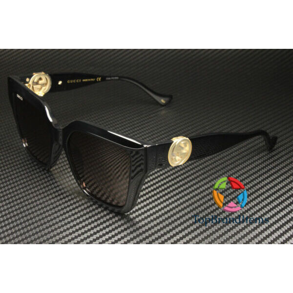 サングラス GUCCIGG1023S 005 Rectangular Square Black Shiny Brown 54 mm Womens Sunglasses